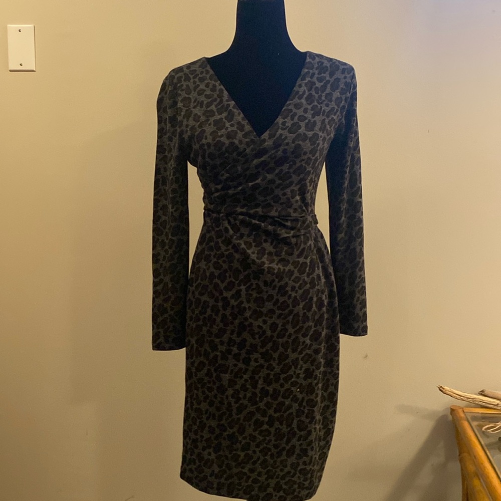 Vintage Ann Taylor Leopard Print Dress with Tie